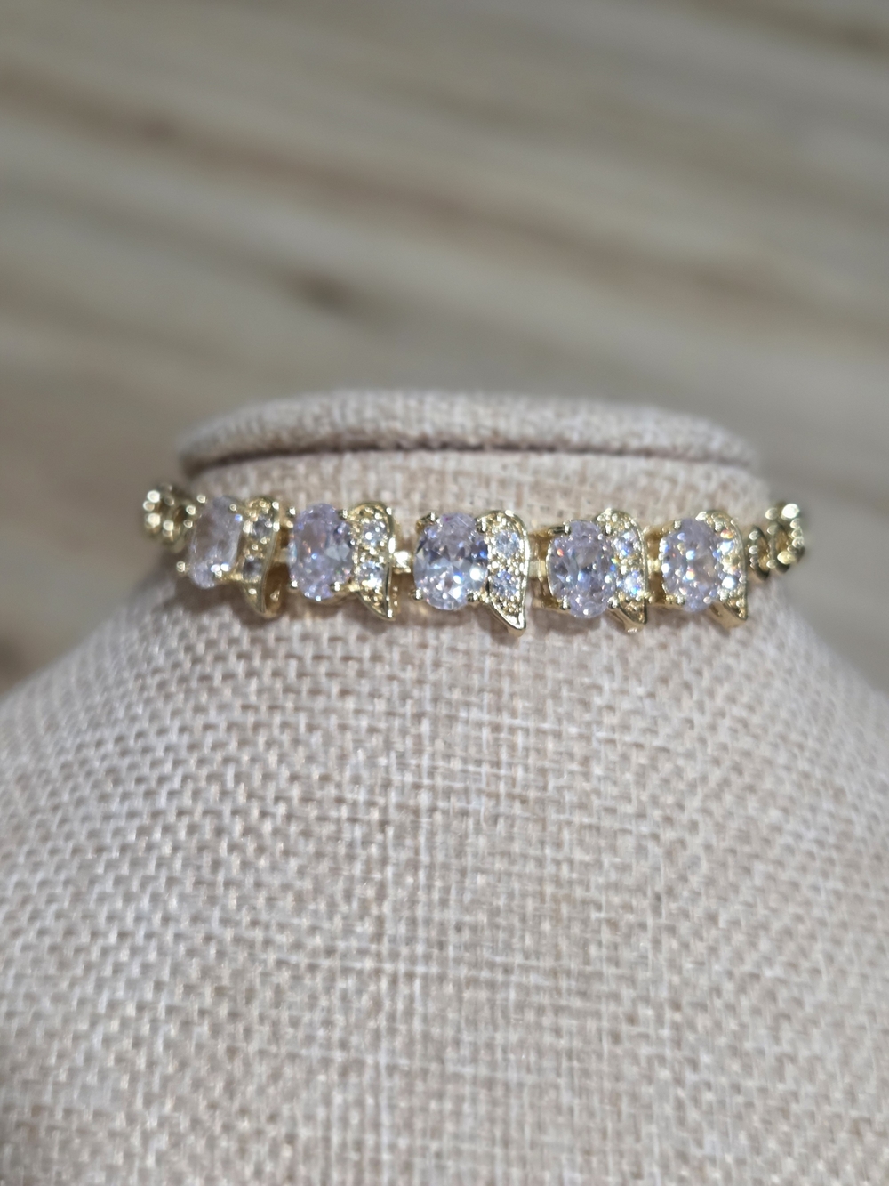 Gold Tennis Bracelet with Clear  Accents